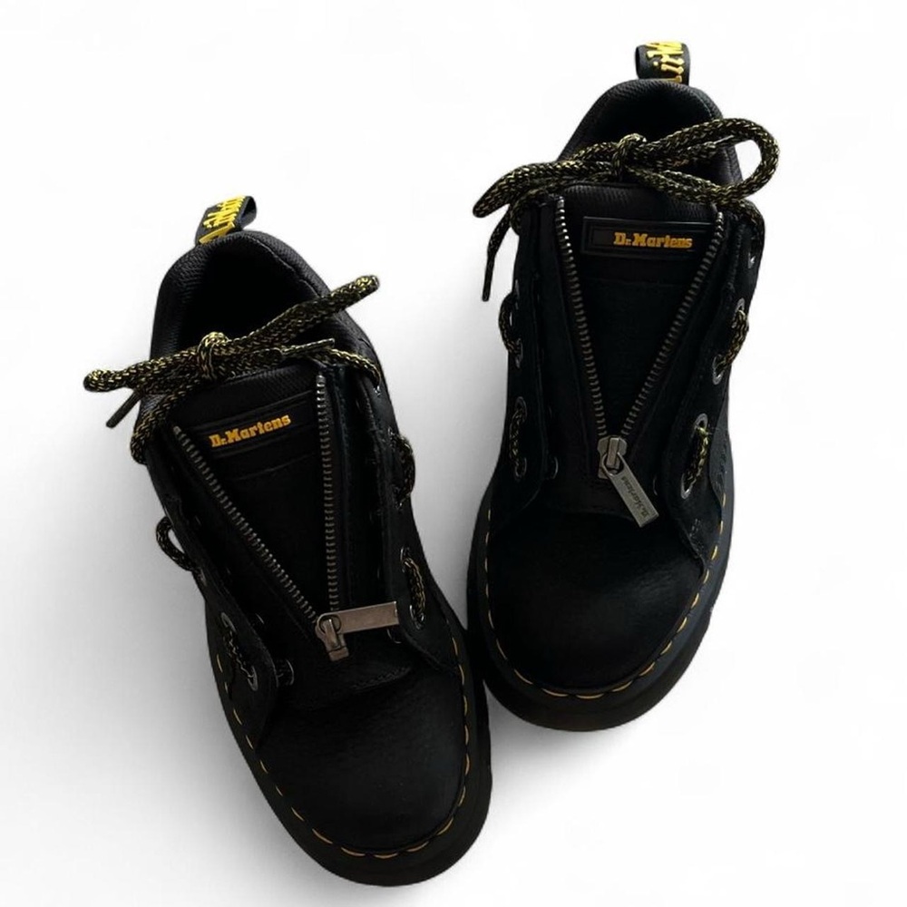 NWOT Rare Dr. Martens Woodard Zip Black Genuine Suede Chunky Platform Sneakers - Picture 3 of 7